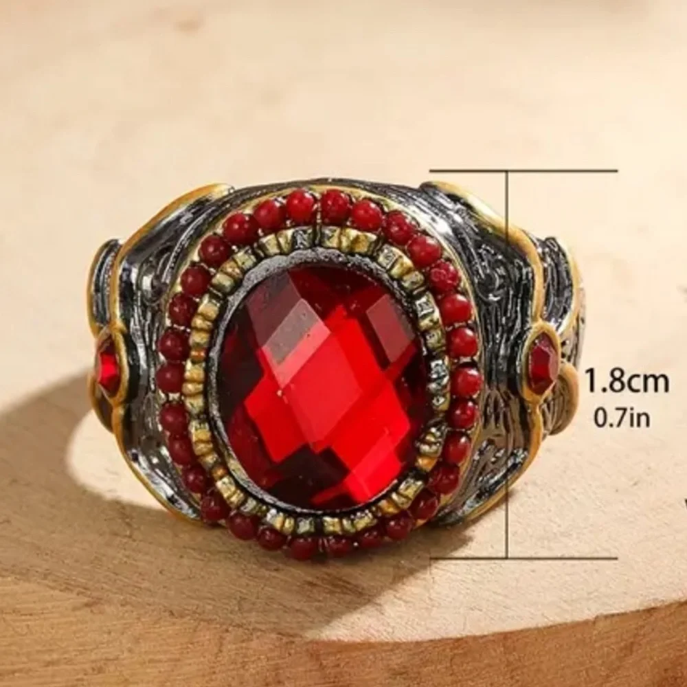 NEW Ottoman Turkish Two Tone Ruby Large Ring